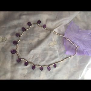 Necklace sterling silver beads & purple amethyst.